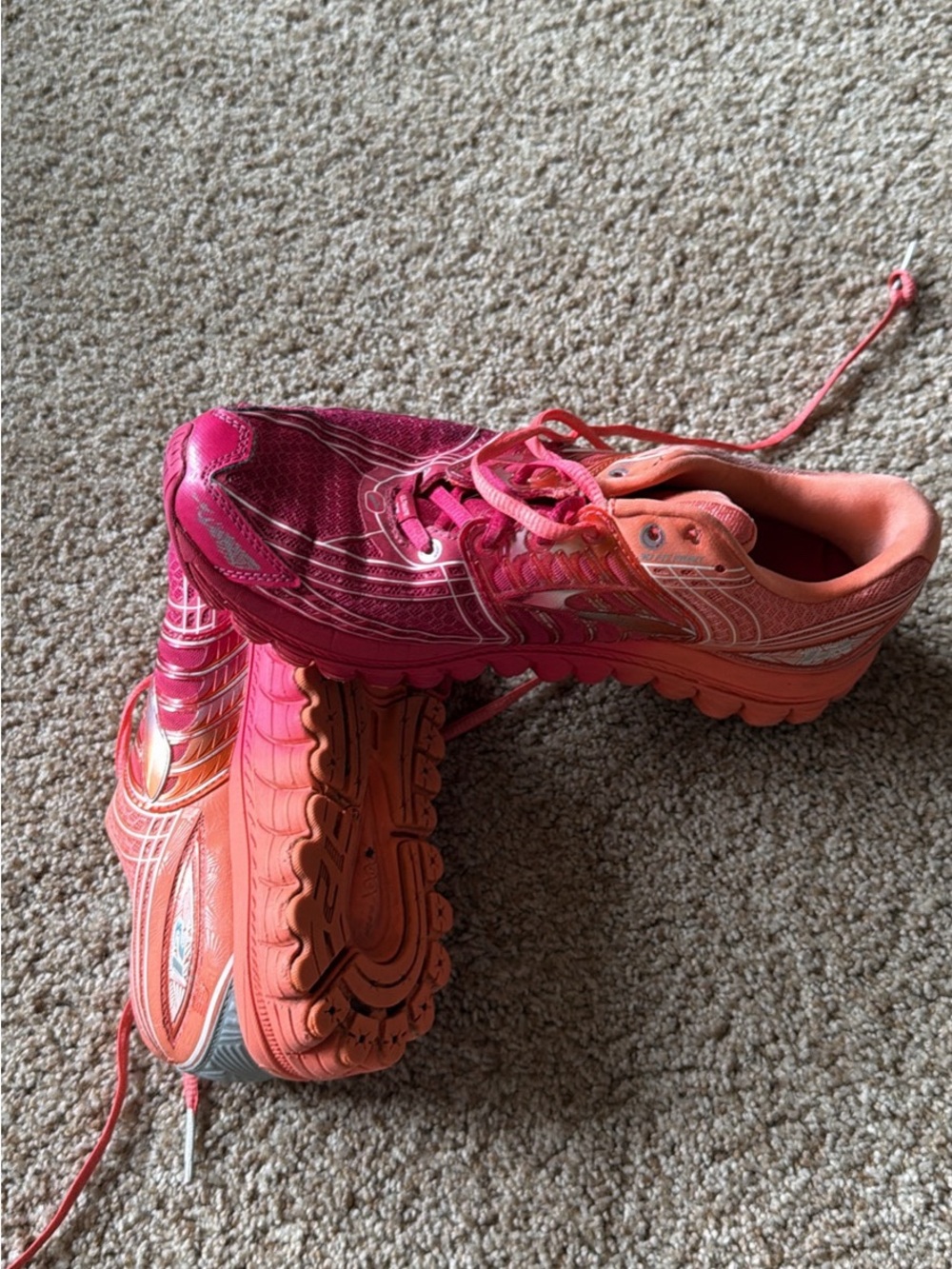 Pink and Coral Women's Brooks Running Sneakers